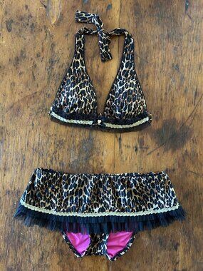 Vintage Betsey Johnson Leopard Bikini Set